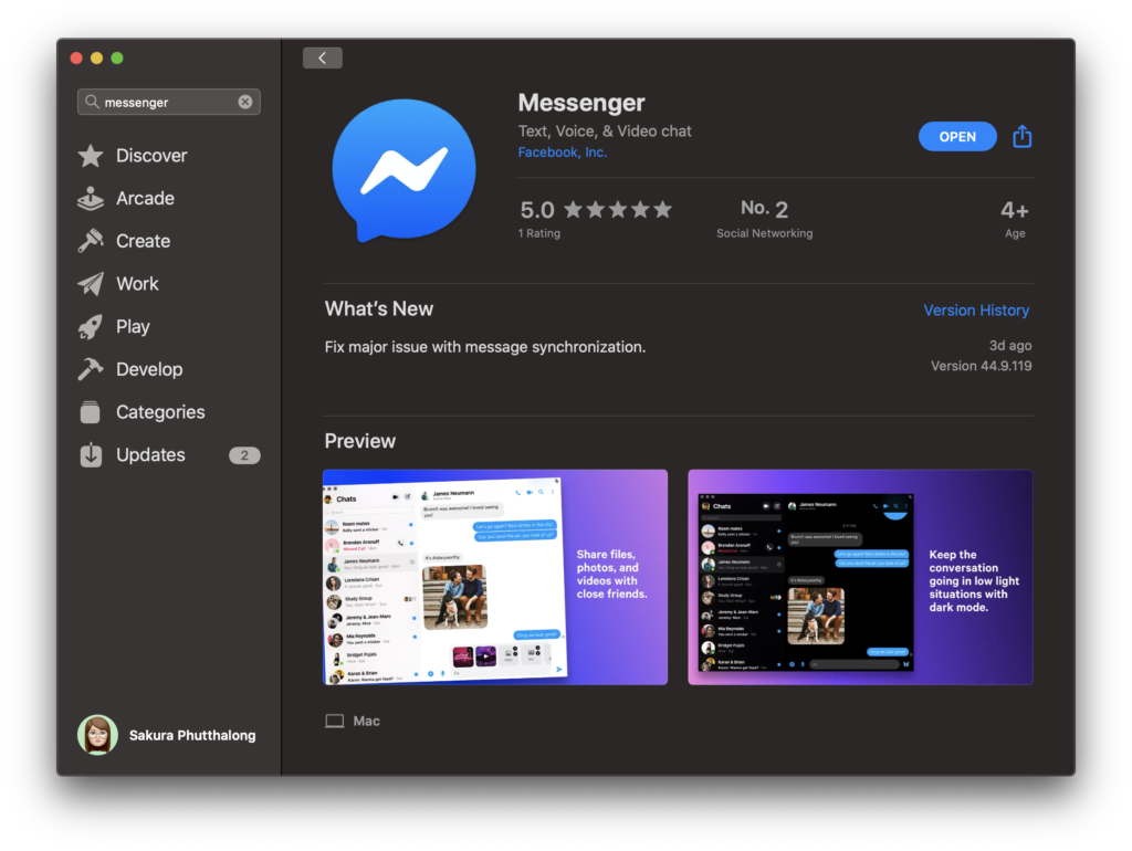 facebook messenger for mac email